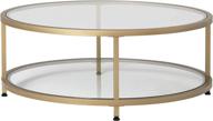 🔶 modern 38" round coffee table - studio designs home camber, gold/clear glass logo