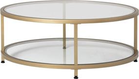 img 2 attached to 🔶 Modern 38" Round Coffee Table - Studio Designs Home Camber, Gold/Clear Glass