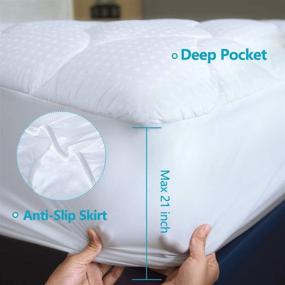 img 2 attached to 🛏️ King Size Quilted Fitted Cooling Mattress Pad Topper - Snow Down Alternative Filling for Overfilled, Breathable Mattress Cover