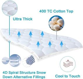 img 1 attached to 🛏️ King Size Quilted Fitted Cooling Mattress Pad Topper - Snow Down Alternative Filling for Overfilled, Breathable Mattress Cover