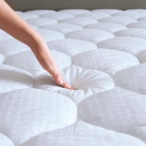img 4 attached to 🛏️ King Size Quilted Fitted Cooling Mattress Pad Topper - Snow Down Alternative Filling for Overfilled, Breathable Mattress Cover