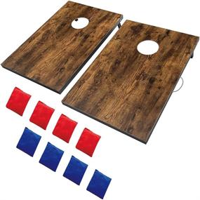 img 4 attached to 🌽 Cometoss Cornhole Outdoor Game - Premium Yard Games with 2 MDF Wood Boards and 8 Bean Bags - Ultimate Fun!