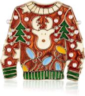 🎄 rarelove vintage ugly christmas sweater brooch: sparkling reindeer & rhinestone christmas tree pins - festive brooch jewelry for women & girls logo
