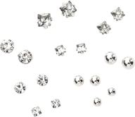 💎 sparkling magnetized stud earrings for girls: claire's silver graduated crystal ball set, cute faux gemstone jewelry - 9 pack logo