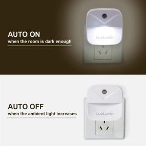 img 4 attached to 🔌 LuxLumin LED Night Light 6-Pack - Dusk-to-Dawn Sensor, Plug-in Night Lights for Kids, Bedroom, Bathroom, Stairs - Auto On/Off, White