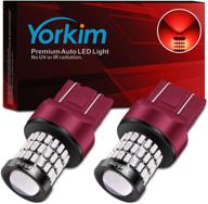 🔴 yorkim ultra bright 7440 red led bulb: perfect for backup reverse, brake, tail, turn signal lights - pack of 2 logo