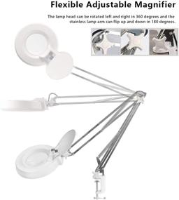 img 1 attached to ✨ Gynnx LED Magnifying Lamp with Clamp - 10X Magnifier, 4200 Lumens, 5 Inch Glass Lens, 120 PCS LEDs, Adjustable Stainless Steel Arm - Perfect for Reading, Crafting, Knitting, Desktop Office Workbench - MY1