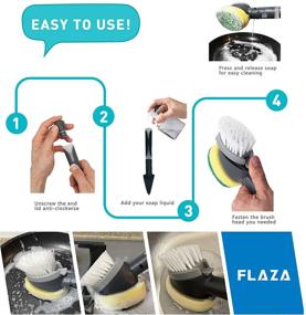 img 1 attached to 🧽 FLAZA Soap Dispensing Kitchen Dish Brush Sponge with Dual-Headed Brush - All-in-One Cleaning Tool for Pots, Pans, and Sink