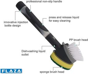 img 2 attached to 🧽 FLAZA Soap Dispensing Kitchen Dish Brush Sponge with Dual-Headed Brush - All-in-One Cleaning Tool for Pots, Pans, and Sink