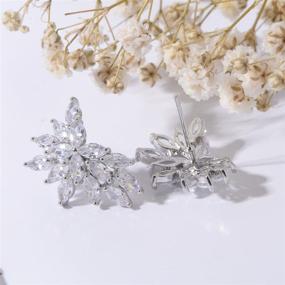 img 1 attached to 💎 CZ Cluster Earrings: Stunning Marquis-Cut Cubic Zirconia Bridal Studs for Wedding, Banquets, and Fashion Accessories