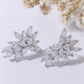 img 2 attached to 💎 CZ Cluster Earrings: Stunning Marquis-Cut Cubic Zirconia Bridal Studs for Wedding, Banquets, and Fashion Accessories