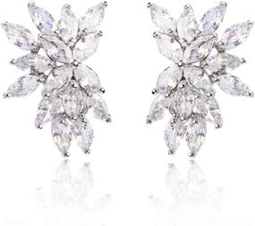 img 4 attached to 💎 CZ Cluster Earrings: Stunning Marquis-Cut Cubic Zirconia Bridal Studs for Wedding, Banquets, and Fashion Accessories