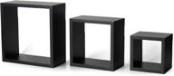 🔲 black wood set of 3 melannco floating square cube shelves for bedroom, living room, bathroom, kitchen logo