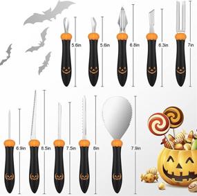 img 3 attached to Halloween Pumpkin Carving Kit Tools - CHRYZTAL Professional Heavy Duty Set, Stainless Steel Double-sided Sculpting Tool & Carving Knife for Jack-O-Lantern Decorations, Ideal Halloween Gift