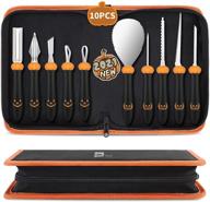 halloween pumpkin carving kit tools - chryztal professional heavy duty set, stainless steel double-sided sculpting tool & carving knife for jack-o-lantern decorations, ideal halloween gift logo