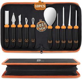 img 4 attached to Halloween Pumpkin Carving Kit Tools - CHRYZTAL Professional Heavy Duty Set, Stainless Steel Double-sided Sculpting Tool & Carving Knife for Jack-O-Lantern Decorations, Ideal Halloween Gift