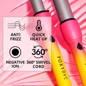 img 1 attached to 🌈 FoxyBae 32mm Electric Dreams Neon Curling Wand: Effortless Styling with Moonstone Ceramic Tourmaline - Quick Heat-Up - Professional Grade - Hair Friendly Curler for Women