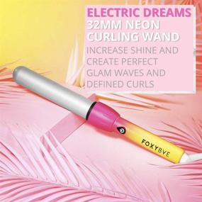 img 3 attached to 🌈 FoxyBae 32mm Electric Dreams Neon Curling Wand: Effortless Styling with Moonstone Ceramic Tourmaline - Quick Heat-Up - Professional Grade - Hair Friendly Curler for Women