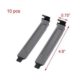 img 1 attached to 🔌 Geesatis 10 PCS Dust Filter Blanking Plates - Hard Steel PCI Slot Covers for Computer Cases | PCI Dust Filters in Black | Includes Mounting Screws