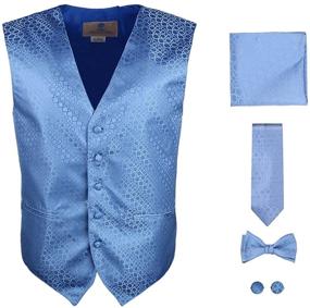 img 4 attached to 👔 Stylish Patterned Cufflinks & Handkerchief Set - X Large Boys' Accessories and Neckties