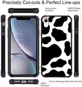 img 1 attached to IPhone XR Case Cow Print Design Slim Hybrid Hard PC Plus TPU Bumpers Full Protective Cell Phone Bumper Cover With Lanyard Strap Holder For Women Girls For IPhone XR 6