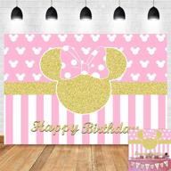 🎀 pink and gold glitter sequin photography backdrop for sweet children's birthdays, cute mouse-themed photo background, ideal for girls' princess-themed baby showers - vinyl, 5x3ft, perfect dessert table decorations, supplies banner for memorable photo booths logo