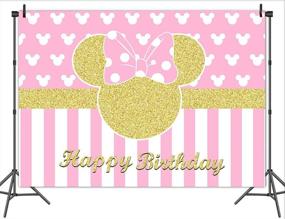 img 3 attached to 🎀 Pink and Gold Glitter Sequin Photography Backdrop for Sweet Children's Birthdays, Cute Mouse-Themed Photo Background, Ideal for Girls' Princess-Themed Baby Showers - Vinyl, 5x3ft, Perfect Dessert Table Decorations, Supplies Banner for Memorable Photo Booths