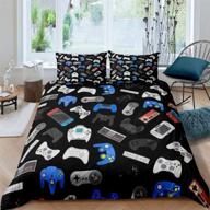 🎮 kxry modern gaming bedding set - full size, perfect for boys & kids, retro gamepad gamer duvet cover, video game controller design, includes 1 duvet cover + 2 pillow shams logo