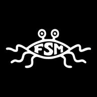 🍝 fsm летающий спагетти монстр непромокаемый виниловый наклейка - evolvefish [белый][5"] логотип