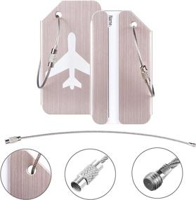 img 3 attached to Gostwo Metal Luggage Tags Bag Tag Stainless Steel Loop (Champagne Gold 2 Pcs Set)