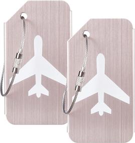 img 4 attached to Gostwo Metal Luggage Tags Bag Tag Stainless Steel Loop (Champagne Gold 2 Pcs Set)