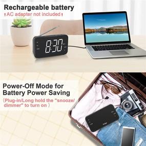 img 2 attached to 📻 S1 Rechargeable Battery & AC Operated Portable FM Radio Alarm Clock with Sleep Timer, Dimmable Big LED Digits, Snooze, Hand Size for Elderly Senior - Welgo