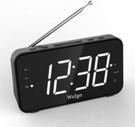 📻 s1 rechargeable battery & ac operated portable fm radio alarm clock with sleep timer, dimmable big led digits, snooze, hand size for elderly senior - welgo logo