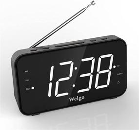 img 4 attached to 📻 S1 Rechargeable Battery & AC Operated Portable FM Radio Alarm Clock with Sleep Timer, Dimmable Big LED Digits, Snooze, Hand Size for Elderly Senior - Welgo