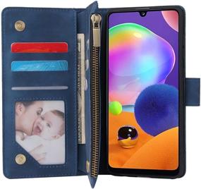 img 2 attached to LBYZCASE Galaxy A32 5G Phone Case Wallet, Flip Folio Leather Cover with Zipper Pocket, Wrist Strap, Kickstand and Magnetic Closure - Blue