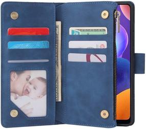 img 1 attached to LBYZCASE Galaxy A32 5G Phone Case Wallet, Flip Folio Leather Cover with Zipper Pocket, Wrist Strap, Kickstand and Magnetic Closure - Blue