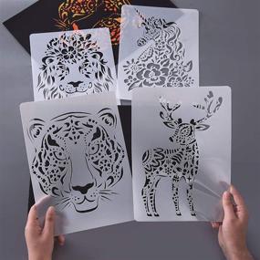 img 2 attached to Creative Fun with 6 Animal Stencils: Reusable Plastic Stencils and Rainbow Scratch Paper Set for Kids Art Projects