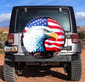 img 1 attached to 🦅 Premium Spare Tire Cover with American Flag Eagle Design - Waterproof & Dust-Proof Universal Fit for Jeep, Trailer, RV, SUV, Camper (14" for Diameter 23"-27")