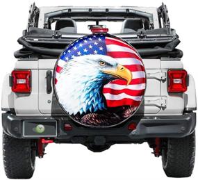 img 2 attached to 🦅 Premium Spare Tire Cover with American Flag Eagle Design - Waterproof & Dust-Proof Universal Fit for Jeep, Trailer, RV, SUV, Camper (14" for Diameter 23"-27")