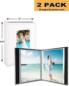 img 3 attached to 📷 Small Photo Album 4x6 2Pack – Store and Showcase 52 Pictures with 26 Clear Pockets, Elegant Leather Cover, Little Photo Album for 4x6 Pictures, White