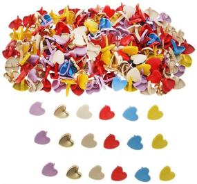 img 4 attached to 🎨 500 Pcs Heart Shape Metal Brads for Crafts, Scrapbooking & DIY Projects - Assorted Colors 9x9mm Paper Fasteners