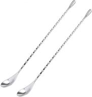 difenlun 12-inch stainless steel mixing spoon, 2-pack bar spoon with spiral pattern for cocktail shakers and tall cups (silver) logo