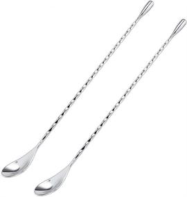 img 4 attached to DIFENLUN 12-Inch Stainless Steel Mixing Spoon, 2-Pack Bar Spoon with Spiral Pattern for Cocktail Shakers and Tall Cups (Silver)