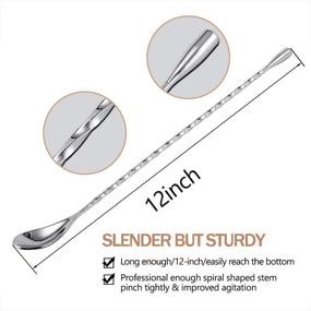 img 3 attached to DIFENLUN 12-Inch Stainless Steel Mixing Spoon, 2-Pack Bar Spoon with Spiral Pattern for Cocktail Shakers and Tall Cups (Silver)