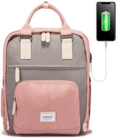 img 4 attached to LOVEVOOK Lightweight Laptop Backpack for Women and Men, School Bookbag with USB Charging Port, Fits 15.6 inch Computer, Pink