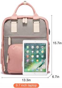 img 3 attached to LOVEVOOK Lightweight Laptop Backpack for Women and Men, School Bookbag with USB Charging Port, Fits 15.6 inch Computer, Pink