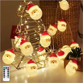 img 4 attached to 🎄 Waterproof Battery Operated LED Christmas String Lights, 10ft 20 LEDs, with 8 Flashing Modes for Xmas Tree, Indoor Outdoor Holiday Décor, Christmas Ornaments (Santa Claus)