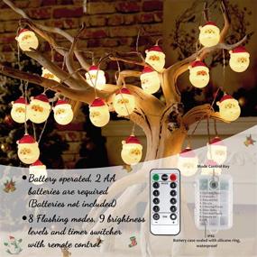 img 1 attached to 🎄 Waterproof Battery Operated LED Christmas String Lights, 10ft 20 LEDs, with 8 Flashing Modes for Xmas Tree, Indoor Outdoor Holiday Décor, Christmas Ornaments (Santa Claus)