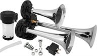 upgrade your vehicle with the vixen horns vxh2411c triple trumpet train air horn kit in chrome - complete system with compressor, loud 3-horn design, 12v logo