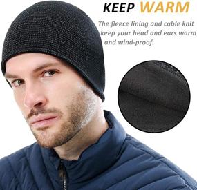 img 2 attached to 🧢 Reflective Mens Winter Skull Beanie Hat: Shinenut Warm Knit Watch Cap